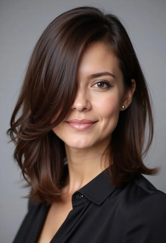 Sleek Shoulder-Length Cut With a Deep Side Part