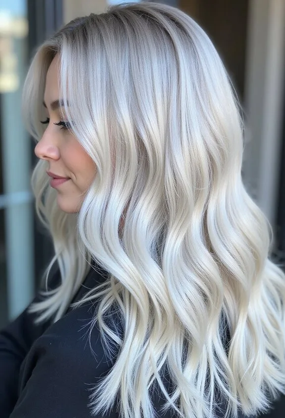 striking cool toned platinum icy blonde balayage