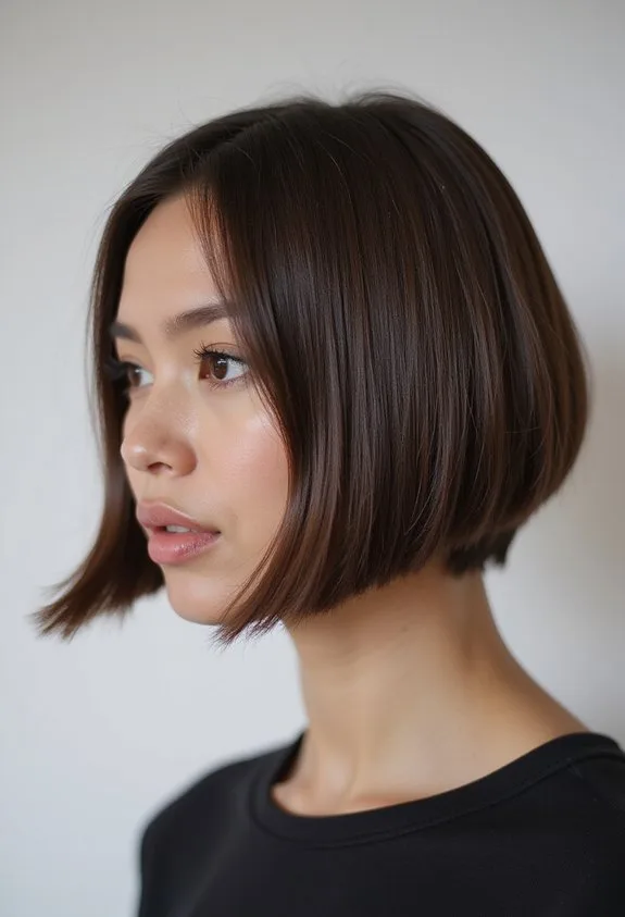 striking dimensional angled bob flatters oval