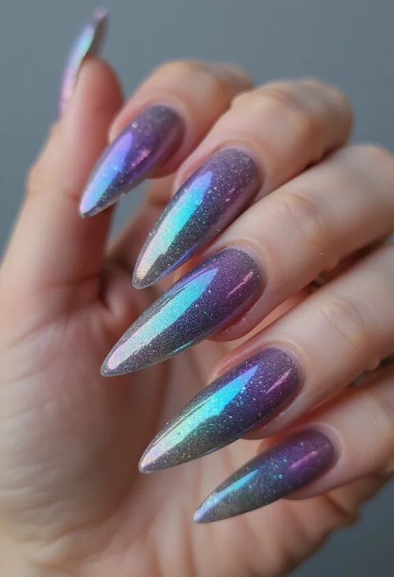 bold elongated dimensional aura nails