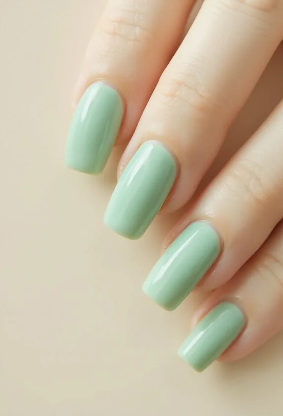 chic modern mint green almond nails