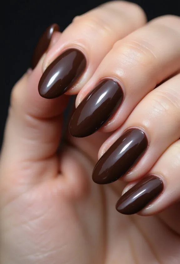 chocolate brown almond nail sophistication