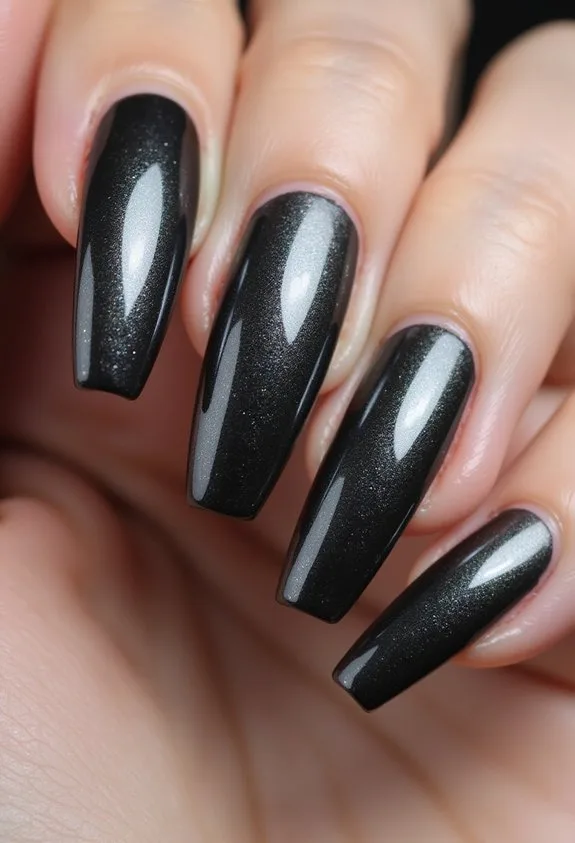 edgy elegant coffin cat eye nails