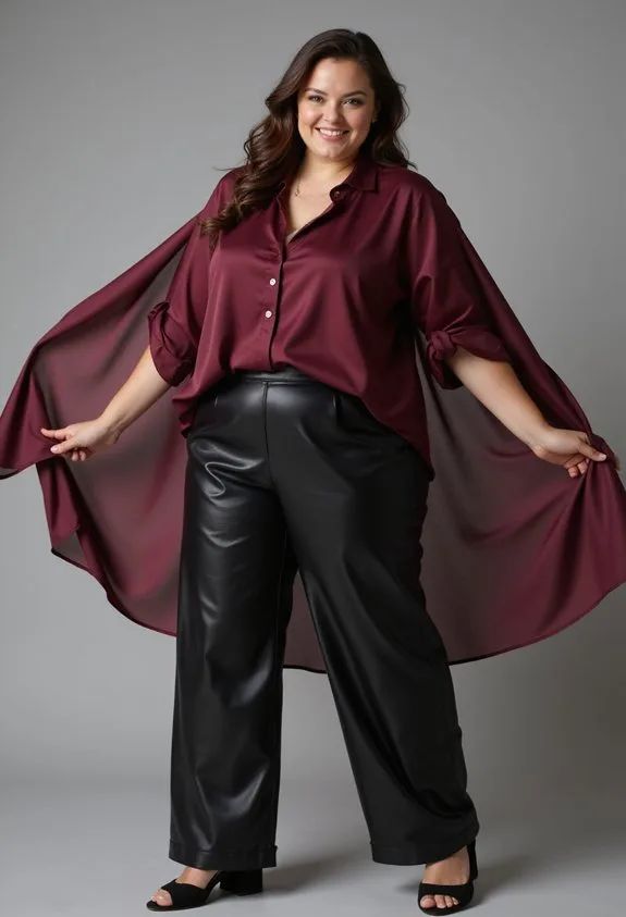 edgy sophisticated flowing blouse pairing
