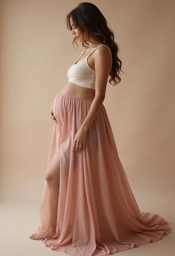 elegant fitted silhouette enhancing maternity ensemble