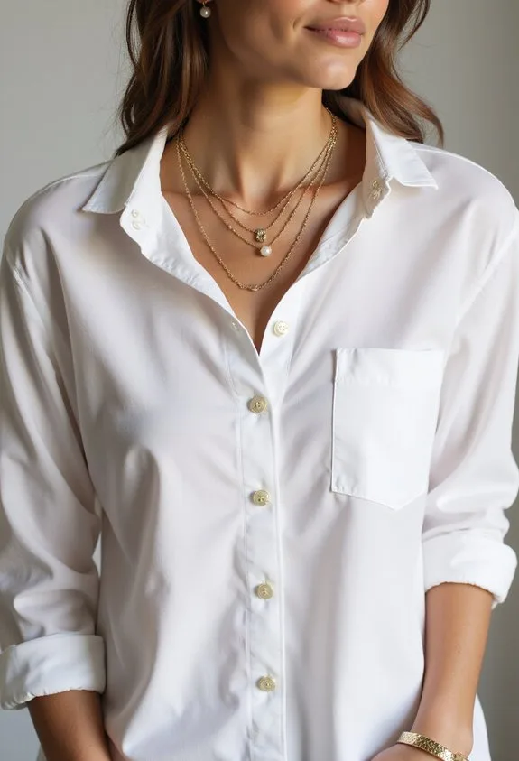 elegant timeless accessorized button down ensemble