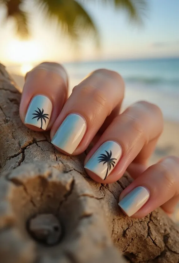 elegant tropical nail art silhouettes
