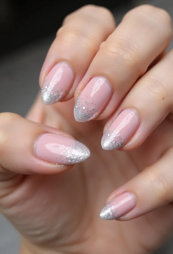 elevated pink almond glitter nails