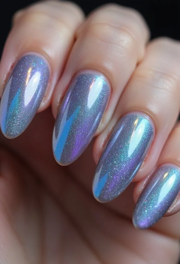 holographic shifting cat eye transformative nails