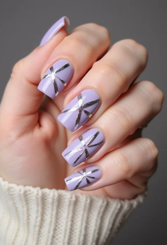 lavender polish with silver accents