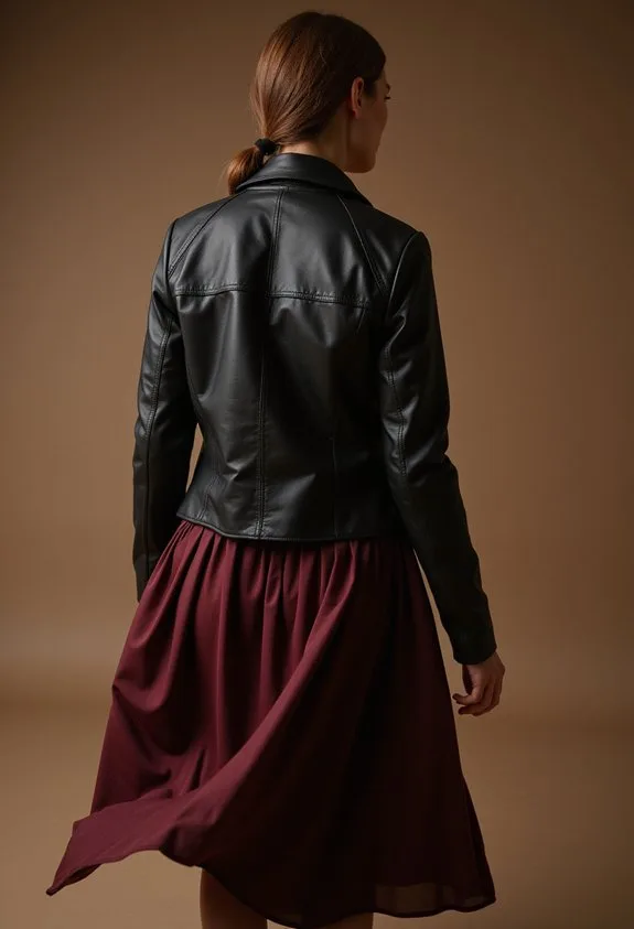 leather maxi contrast sophistication