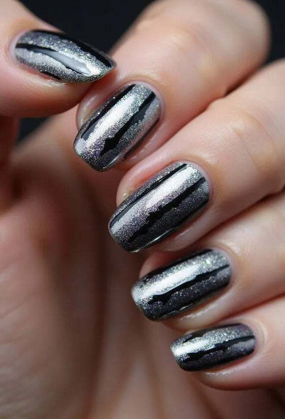 magnetic glitter infused cat eye nails