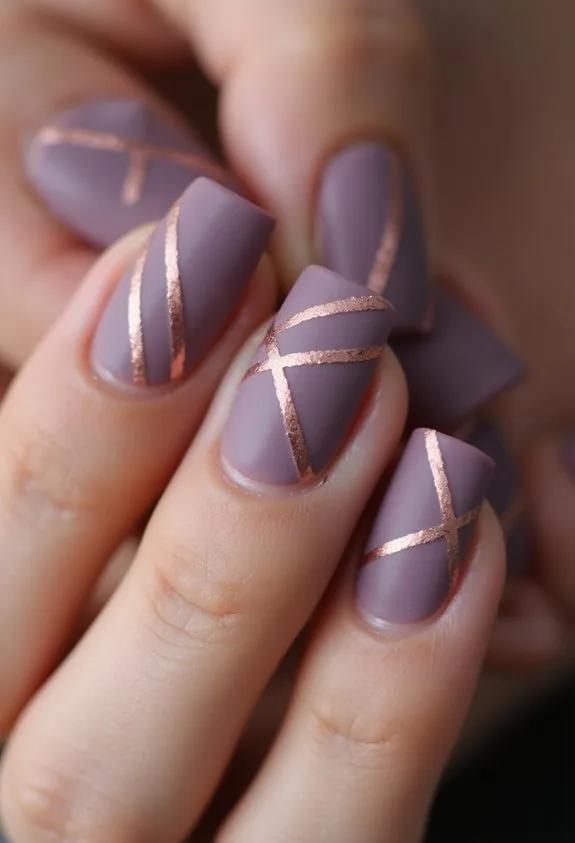 matte mauve with rose gold lines