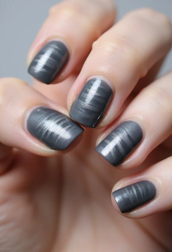 minimalist elegant gray cat eye nails