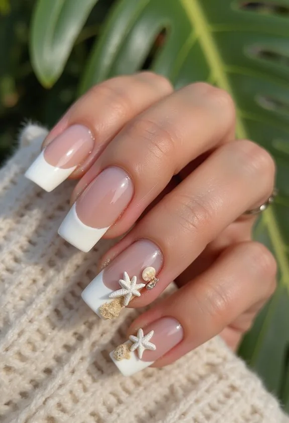 modern beach inspired french tips