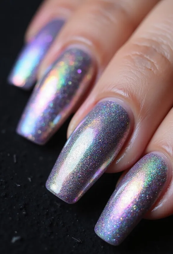 prismatic dimensional color shifting mirror like