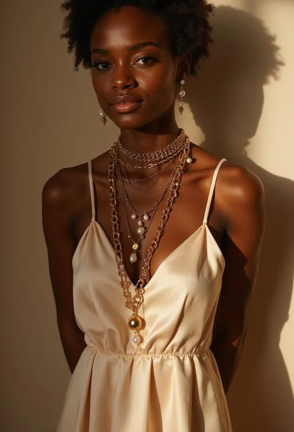 satin layered jewelry editorial elegance