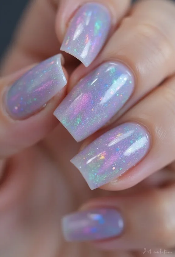 shifting iridescent holographic aura nails