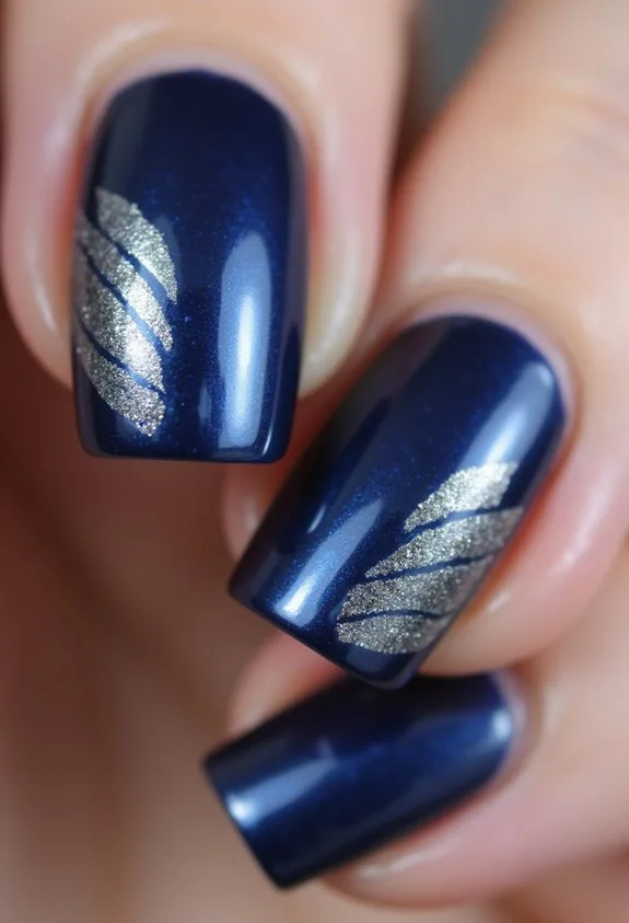 sleek modern navy blue chrome