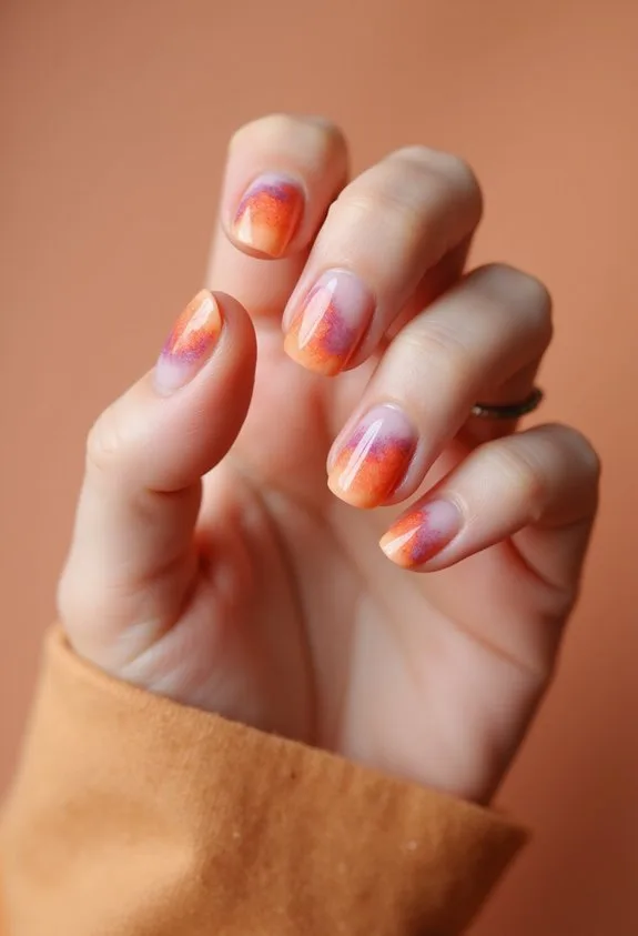soft dreamy watercolor sunset nails