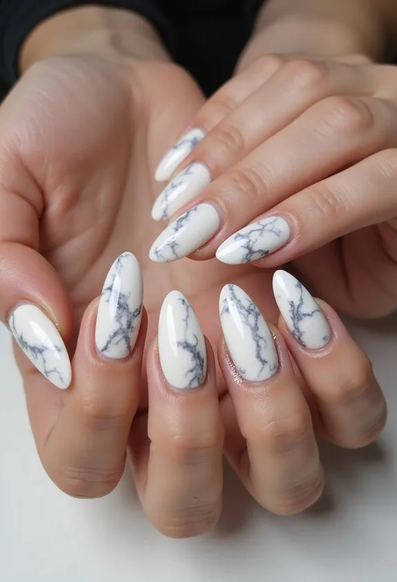 sophisticated artistic organic marble manicure