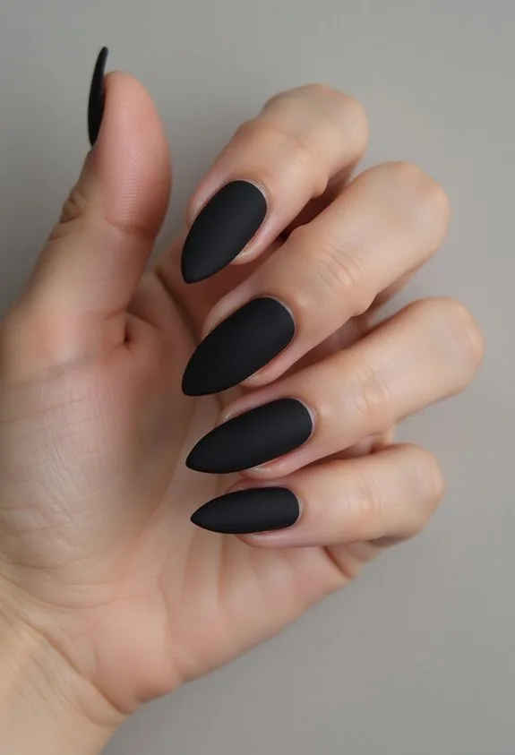 sophisticated matte black almond elegance