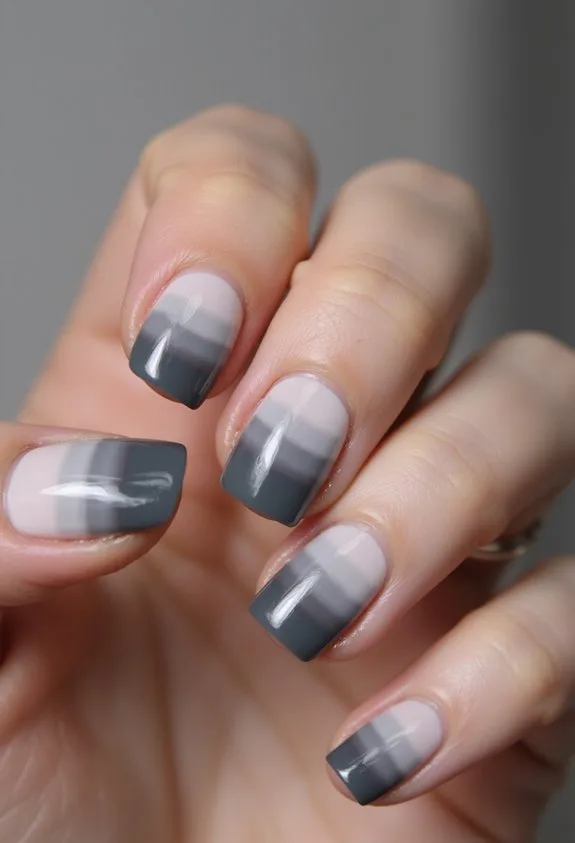 sophisticated monochromatic layered nail art