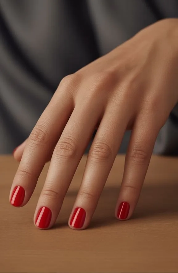 Black & White Geometric Pattern Bold Red Power Nails