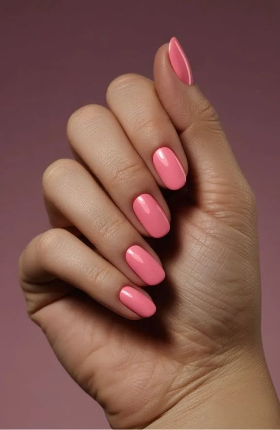 Candy Pink Almond Nails