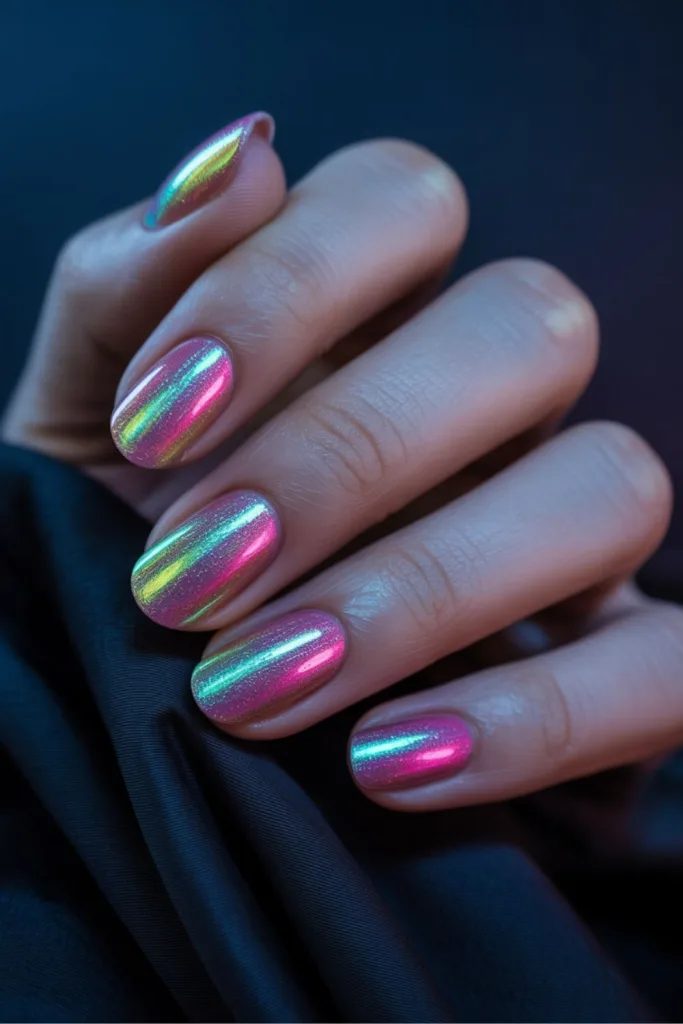 Cat Eye Nails With 3D Nail Art Elements