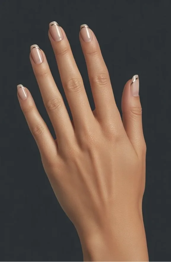 Champagne With Thin Metallic Line Work