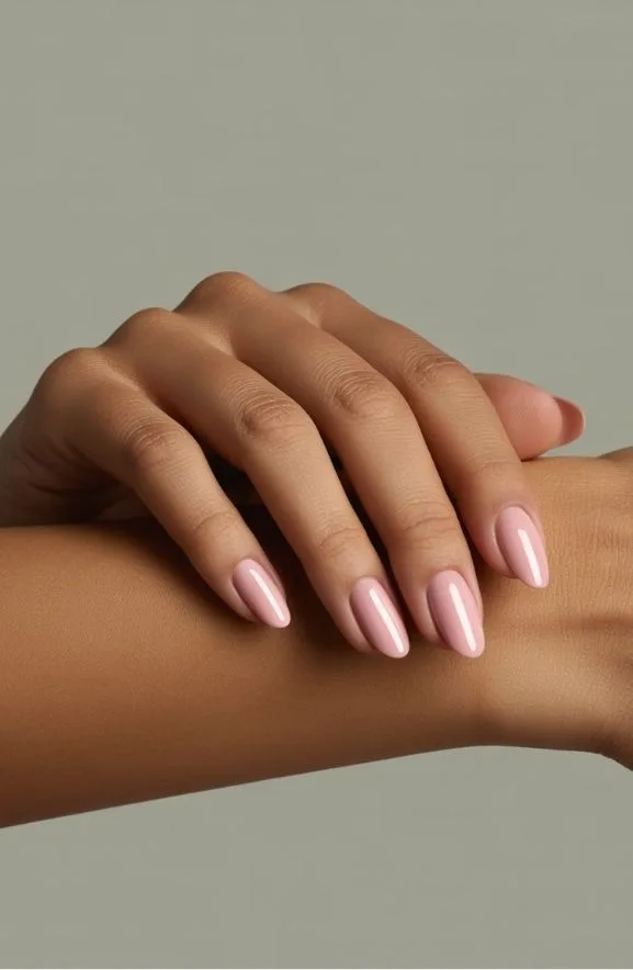 Chrome Pink Almond Nails