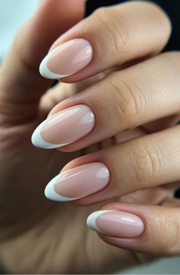 Classic French Almond Nails