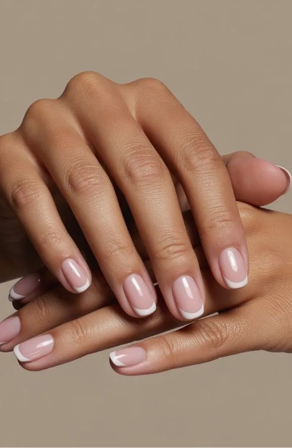French Manicure Pink Almond