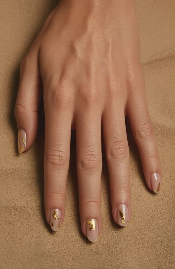 Glossy Nude With Hand-Painted Gold Leaf