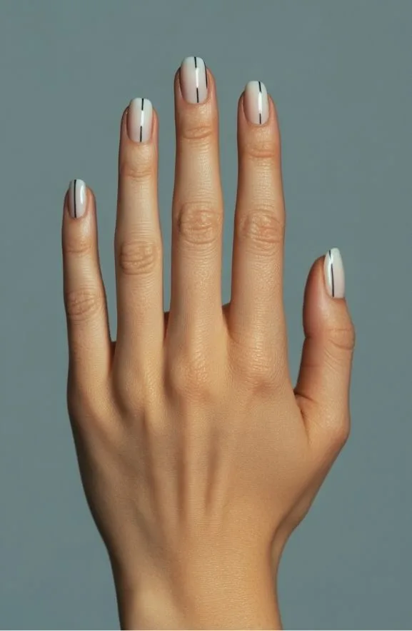 Ivory With Thin Black Linear Details