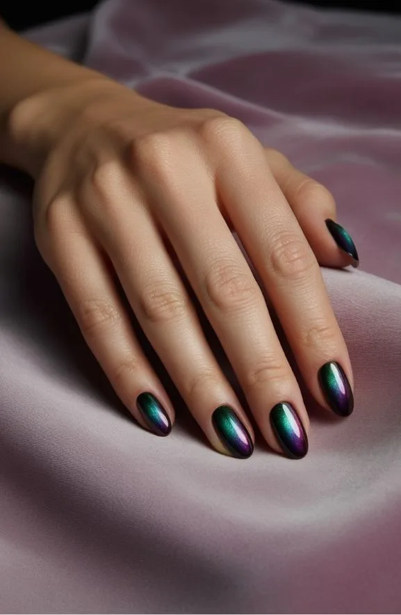 Jewel-Tone Aura Nails