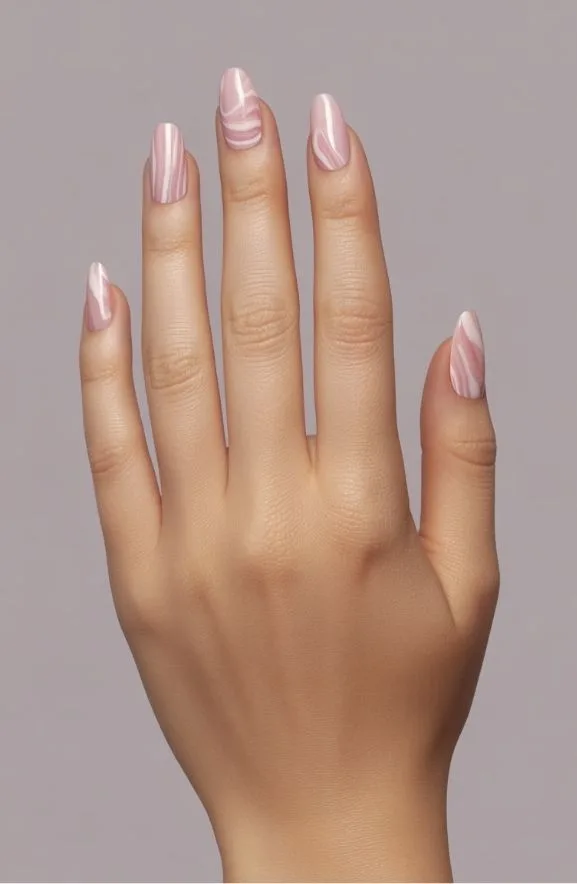 Marble Pink Almond Nail