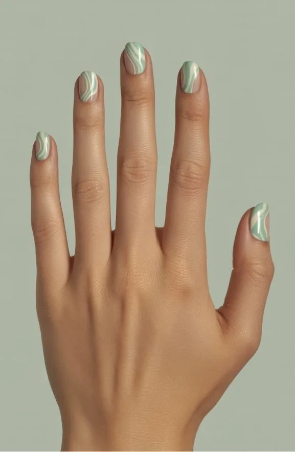 Mint Green and Cream Swirl