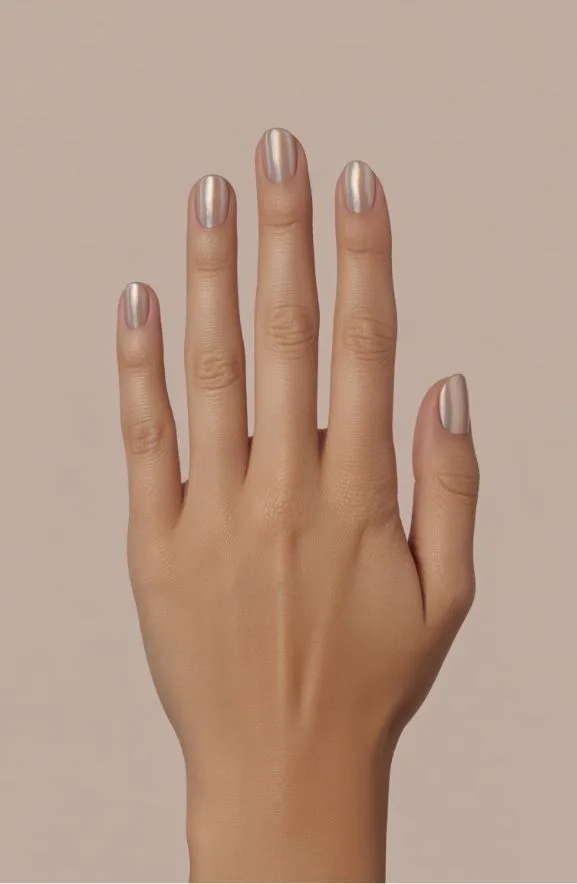 Nude Nails With Holographic Sparkle