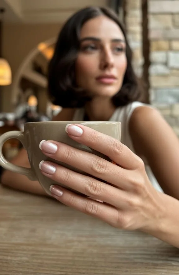 Nude Nails With Pearl Finish