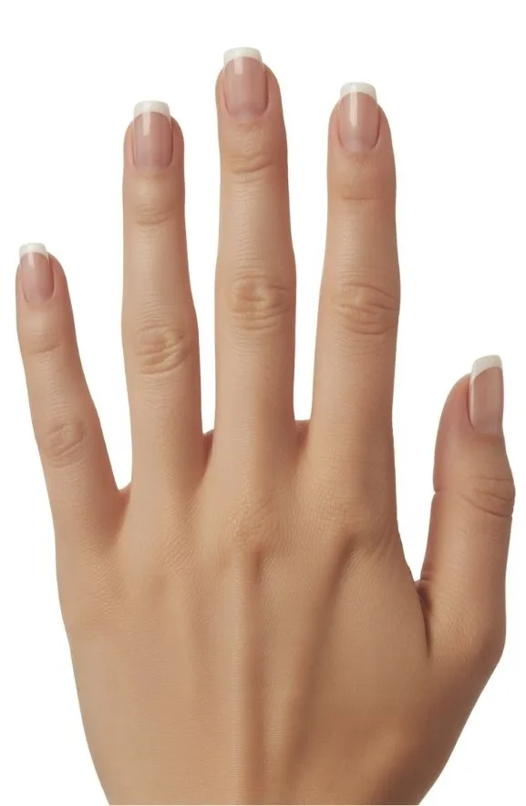 Nude Square Nails With Thin French Tips