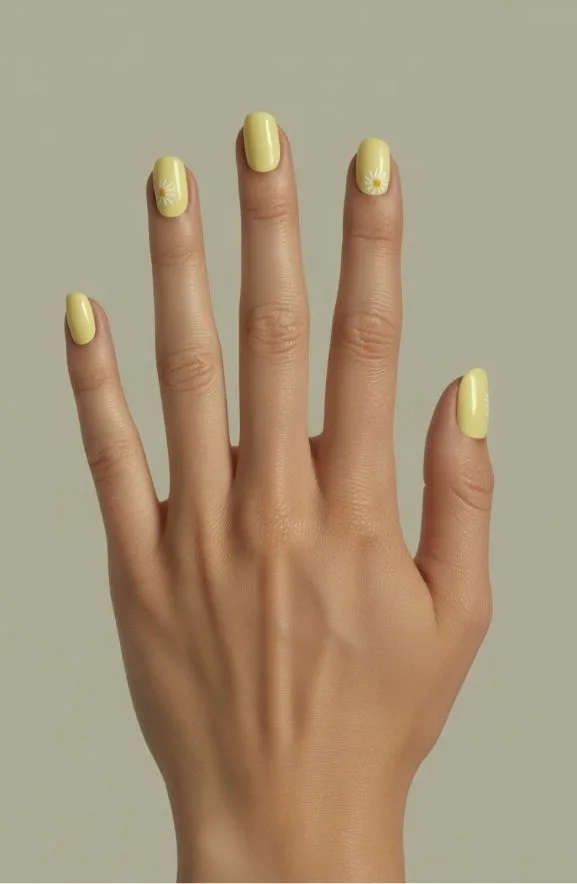 Pale Yellow With Delicate Daisy Details Pale Yellow With Delicate Daisy Details