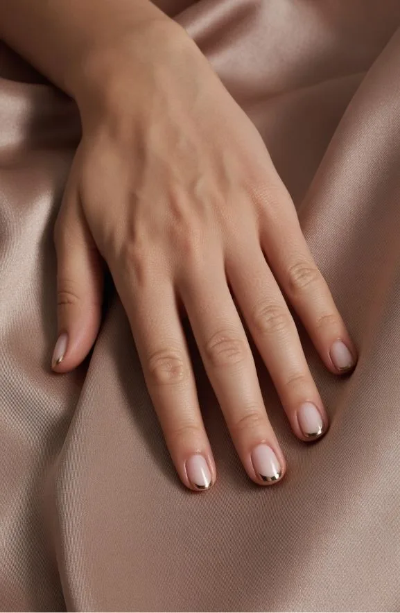 Solid Color With Metallic Nail Tip