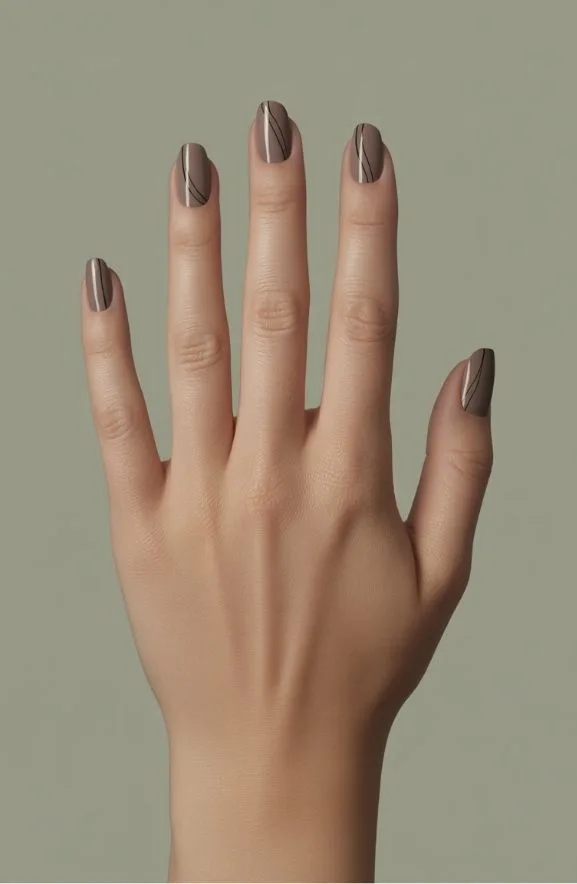 Taupe With Intricate Line Work Details