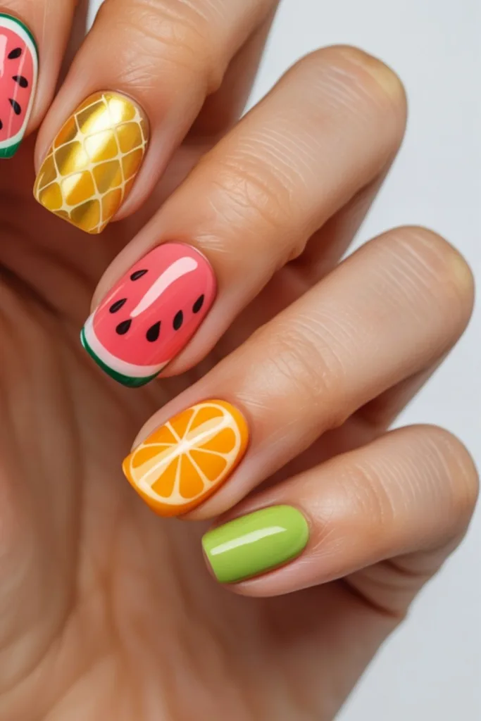 Tropical Fruit Medley: Watermelon, Pineapple, and Citrus Art