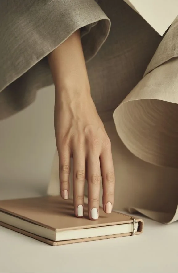 Two-Color Manicure With Clean Lines