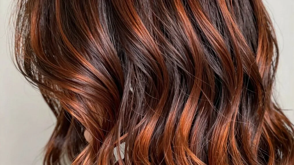 auburn lowlights enhance brunette