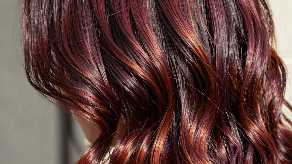 bold burgundy infused brunette elegance