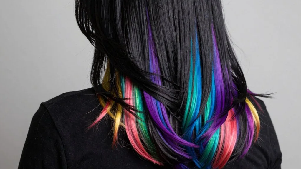 bold rainbow peekaboo colors